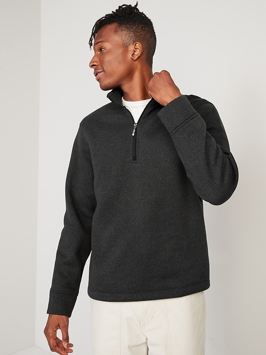 Image number 1 showing, Sweater-Fleece Mock-Neck Quarter-Zip Sweatshirt for Men