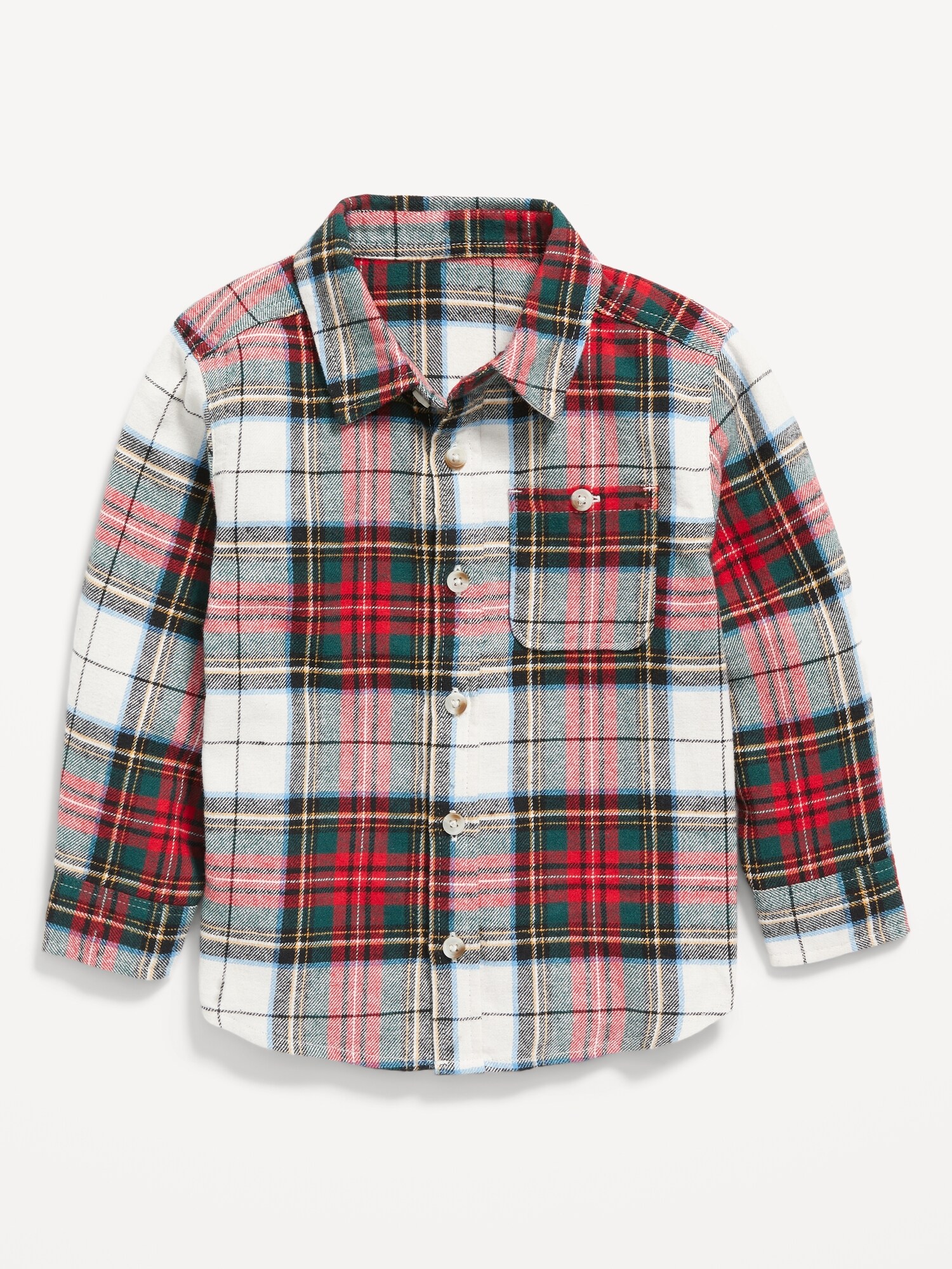 RED AND WHITE BRUSHED FLANNEL PLAID SHIRT, CHILD