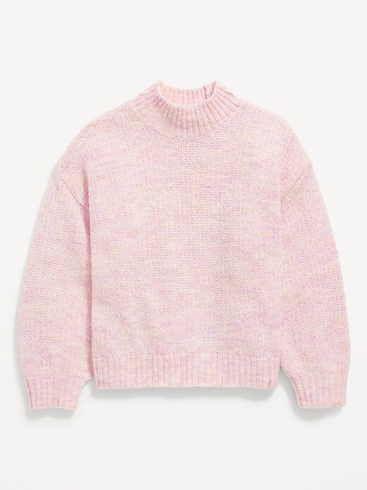 Chic Girls' Faux Mink Knit Sweater - Cozy & Stretchy, Machine Washable, Round Neck for Fall/Winter