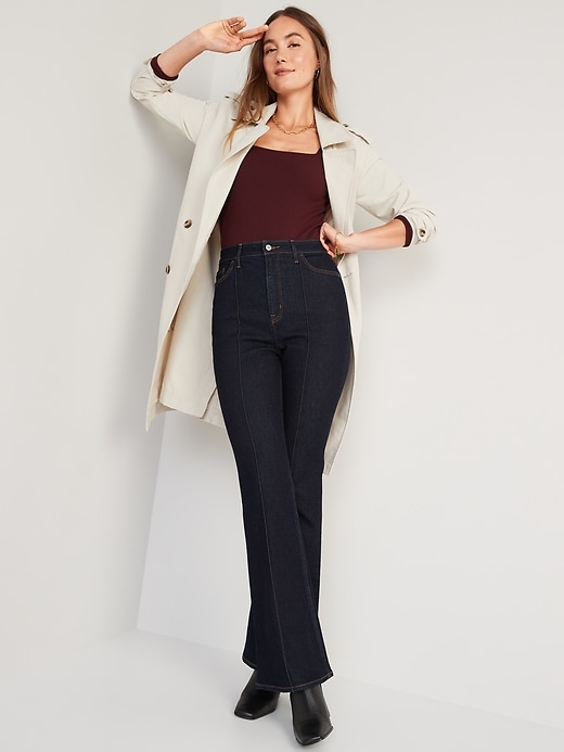 Image number 3 showing, Higher High-Waisted Pintuck Flare Jeans for Women