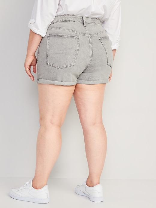 Image number 8 showing, High-Waisted OG Straight Cuffed Gray Jean Shorts -- 3-inch inseam