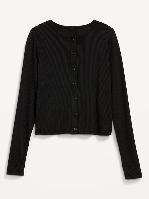 Image number 4 showing, Cropped Rib-Knit Button-Down T-Shirt for Women
