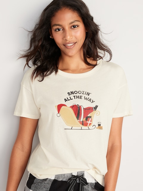 T-shirt à imprimé assorti des Fêtes pour Femme
