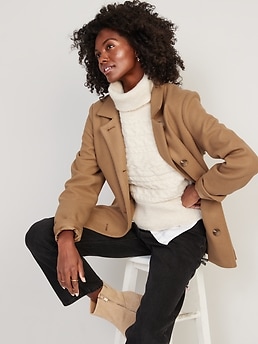 Soft-Brushed Button-Front Car Coat for Women | Old Navy
