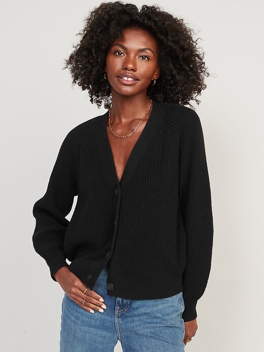 Shaker-Stitch Cardigan Sweater for 