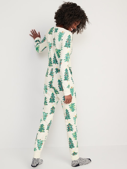 Matching Printed Thermal-Knit One-Piece Pajamas