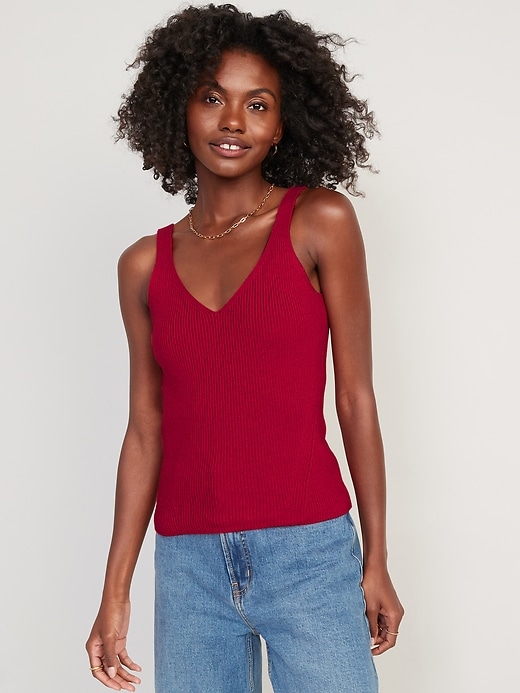 V-Neck Rib-Knit Sweater Tank Top for Women | Old Navy