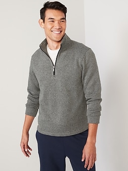 Sweater-Fleece Mock-Neck Quarter-Zip Sweatshirt for Men | Old Navy