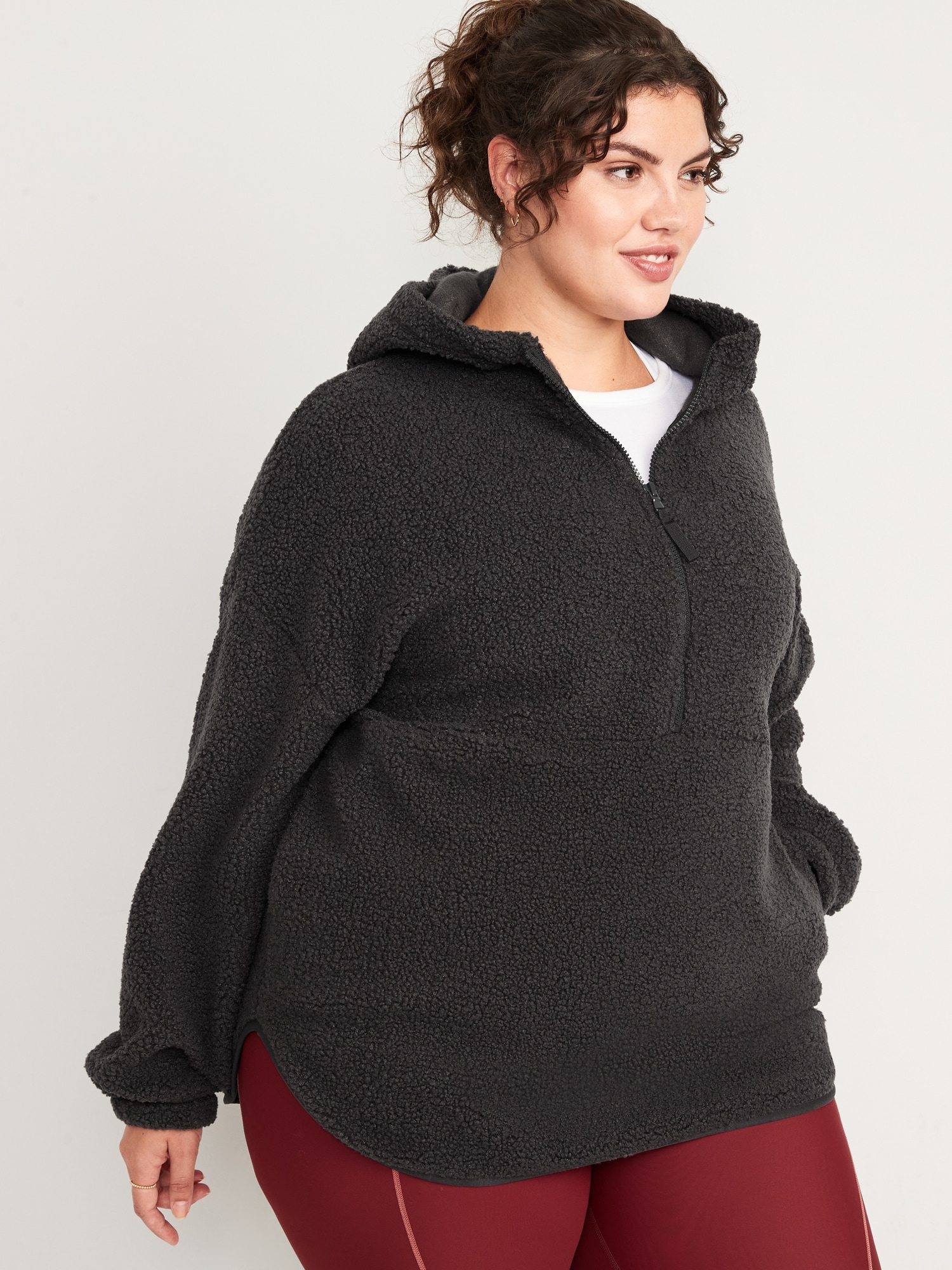 Cozy Sherpa HalfZip Tunic Hoodie for Women Old Navy