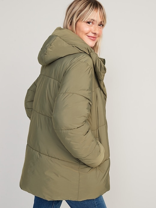 Image number 2 showing, Water-Resistant Hooded Puffer Jacket for Women