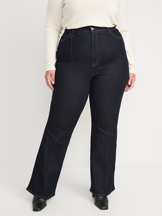 Image number 7 showing, Higher High-Waisted Pintuck Flare Jeans for Women