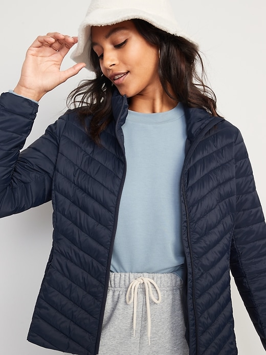 Watashi Women's Packable Puffer Jacket Long Sleeve Full Zip