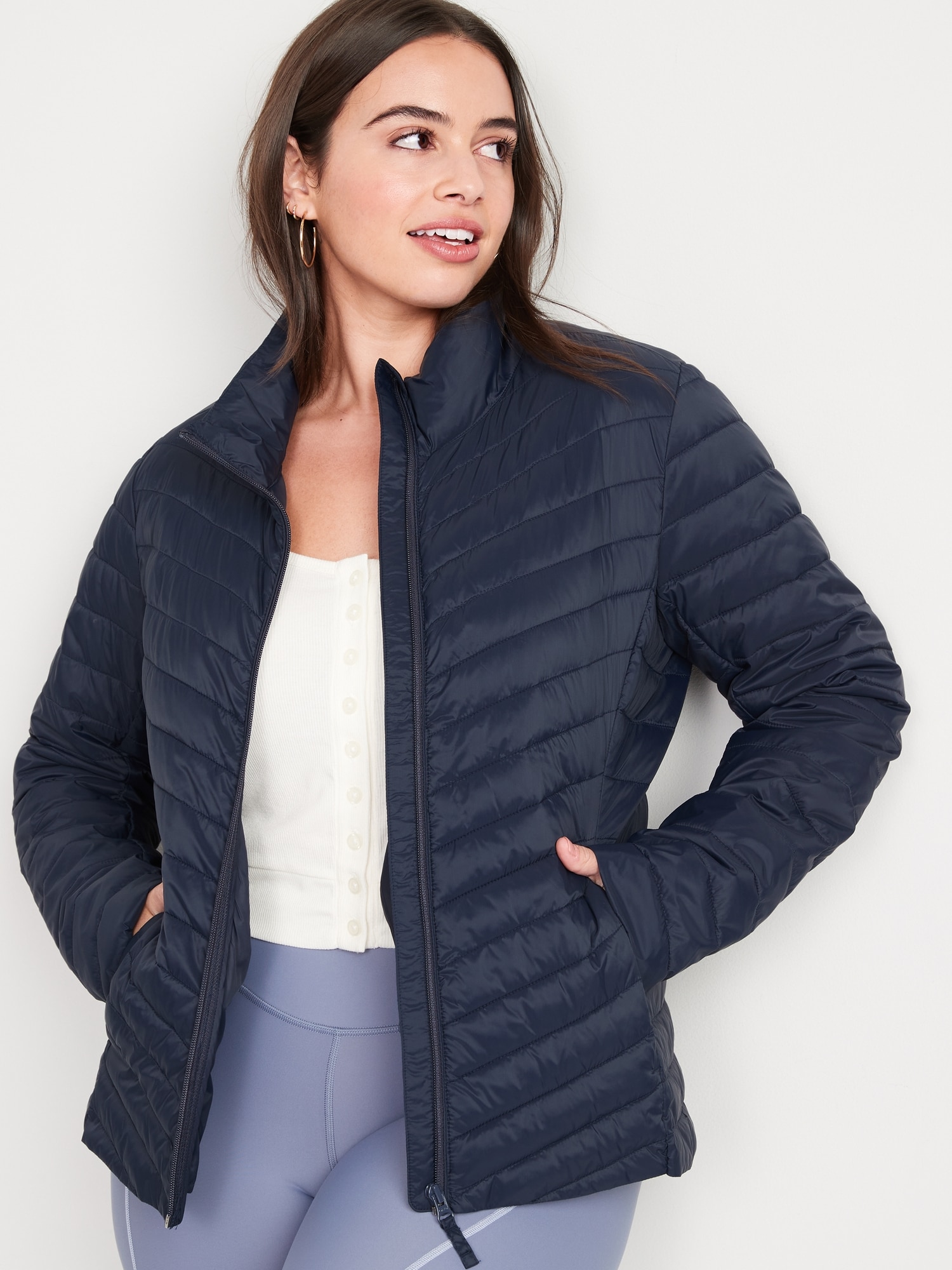 Navy blue hotsell puffer coat ladies