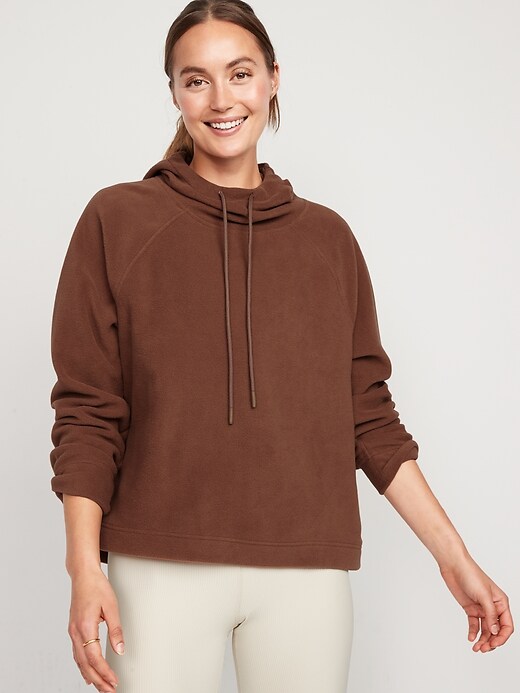 Image number 1 showing, Microfleece Funnel-Neck Pullover Hoodie for Women
