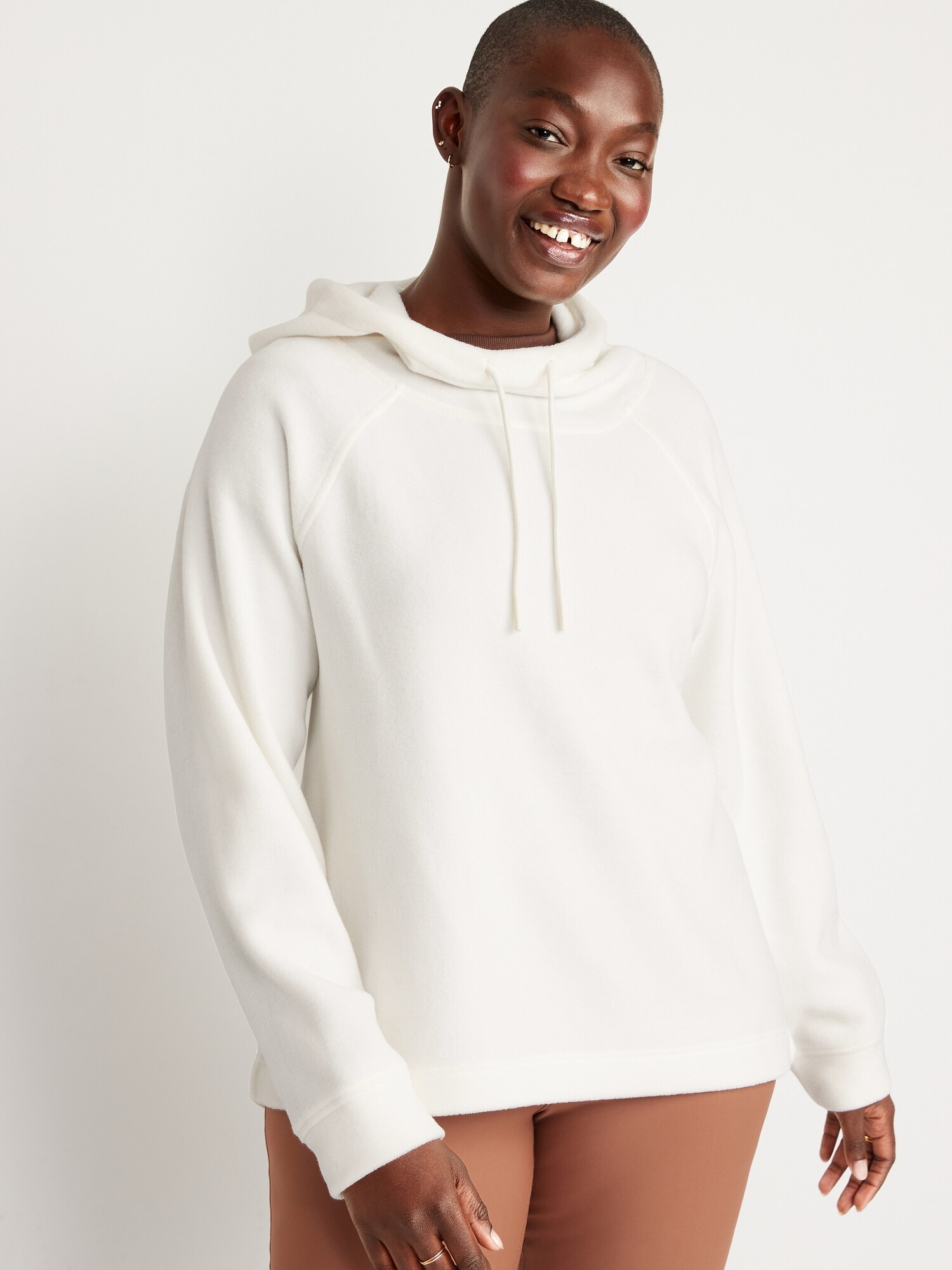 Microfleece Funnel-Neck Pullover Hoodie 