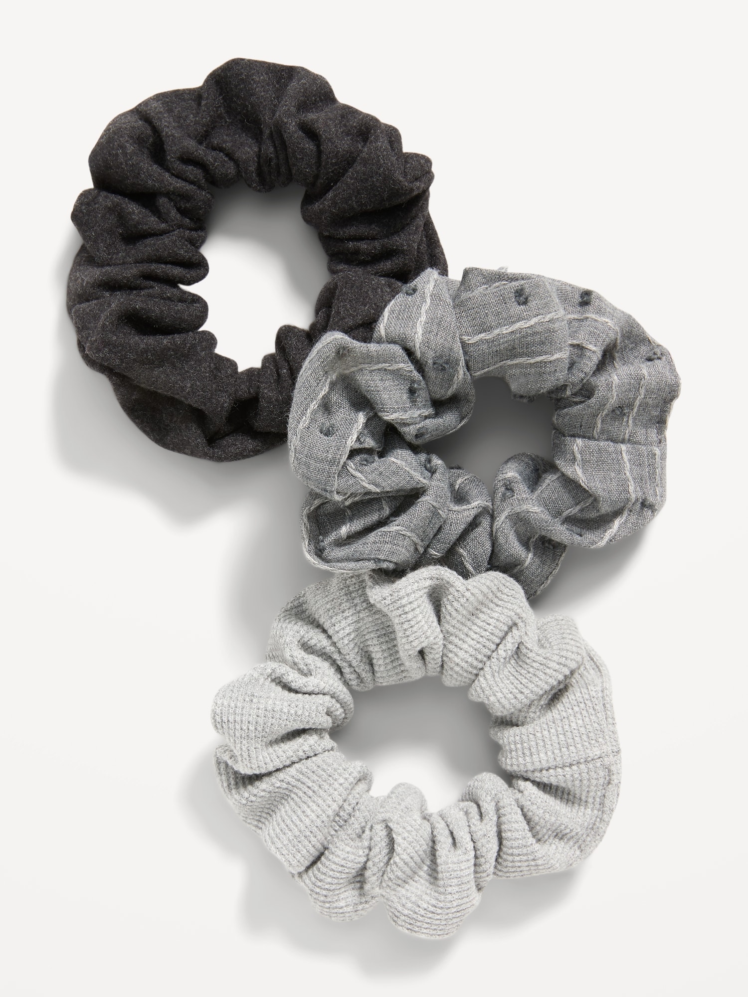 Old Navy Mixed-Fabric Hair Scrunchies 3-Pack for Women gray. 1