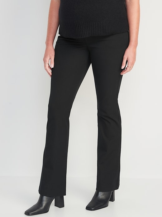 Image number 1 showing, Maternity Full-Panel Pixie Flare Pants