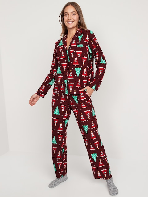 Printed Flannel Pajama Set