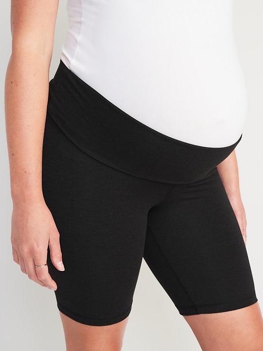 Image number 5 showing, Maternity Rollover-Waist PowerChill Biker Shorts -- 8-inch inseam