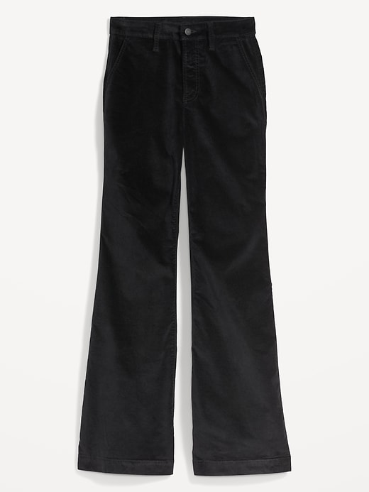 Image number 4 showing, Extra High-Waisted Velvet Trouser Flare Pants for Women