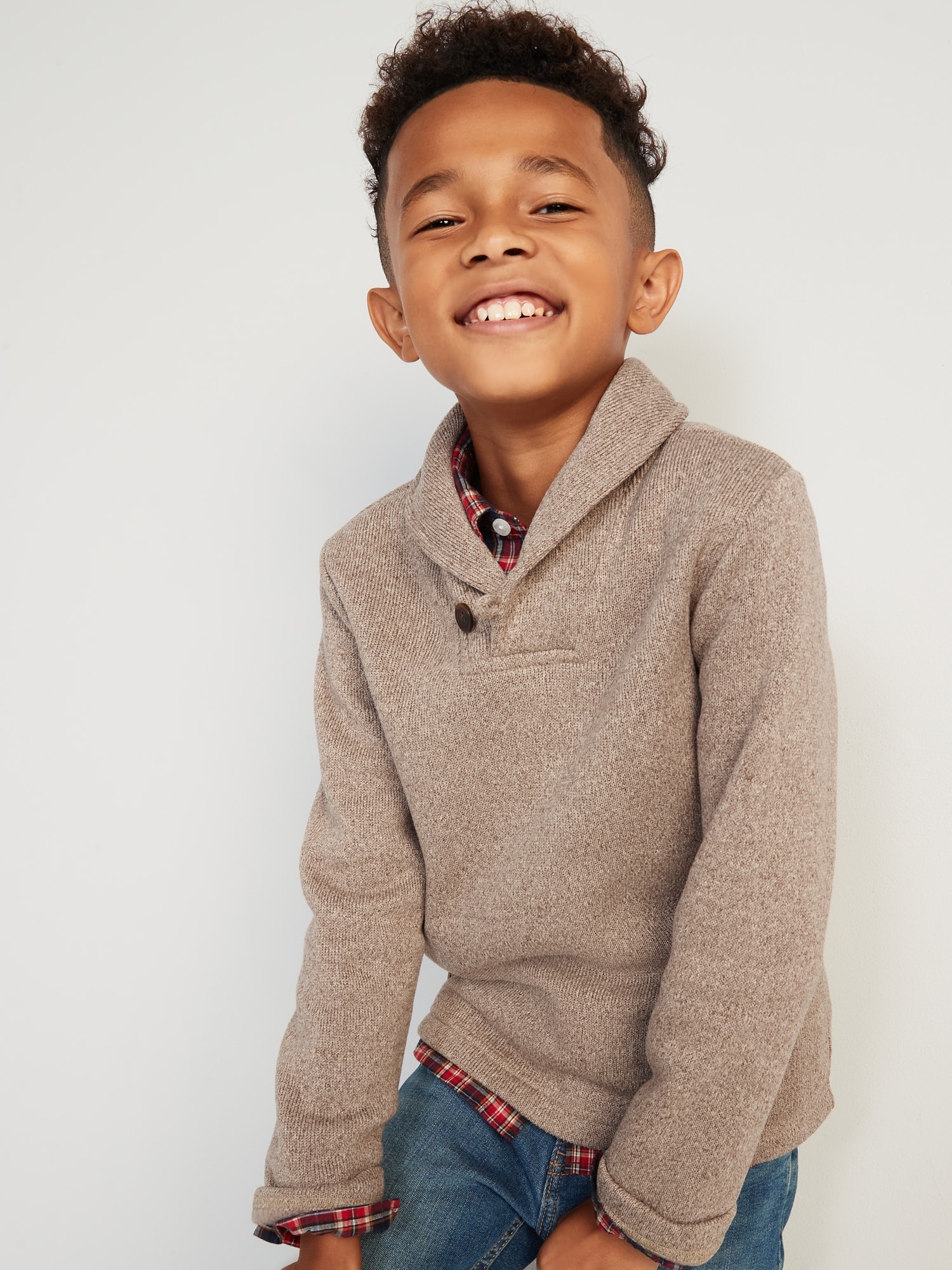 Boys shawl 2025 neck sweater