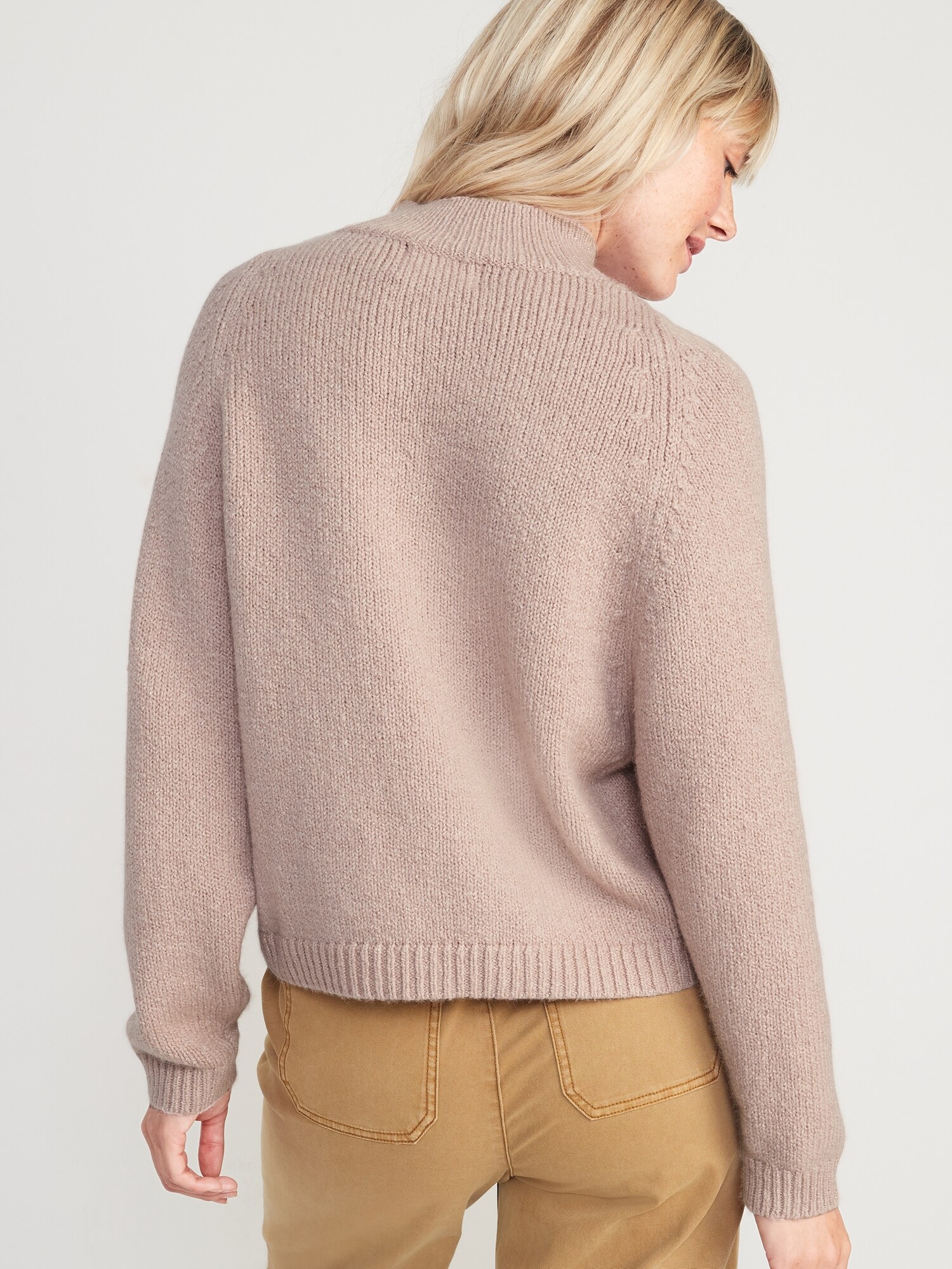 WEB limited WARDROBE SMART] Melange fleece sweatshirt mock neck