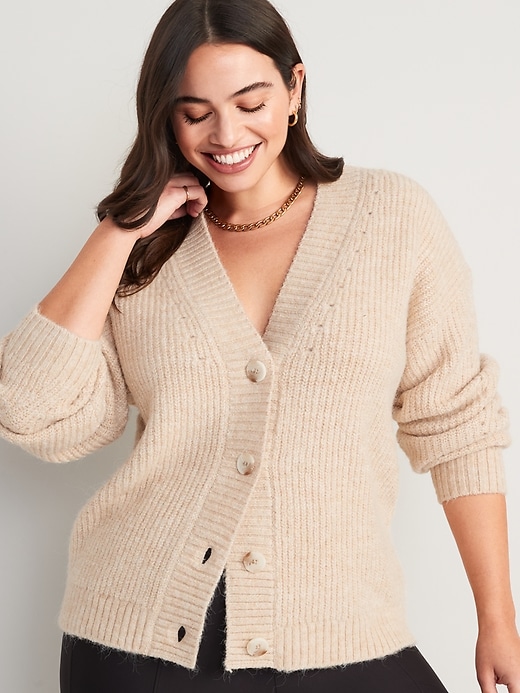 Image number 5 showing, Cozy Shaker-Stitch Cardigan Sweater for Women
