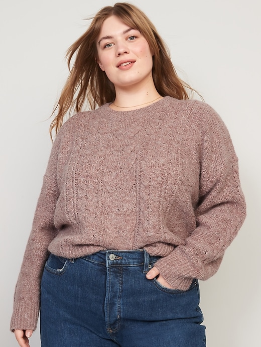 Image number 7 showing, Heathered Cable-Knit Sweater for Women