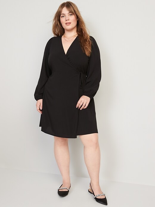Image number 7 showing, Puff-Sleeve Mini Wrap Dress for Women
