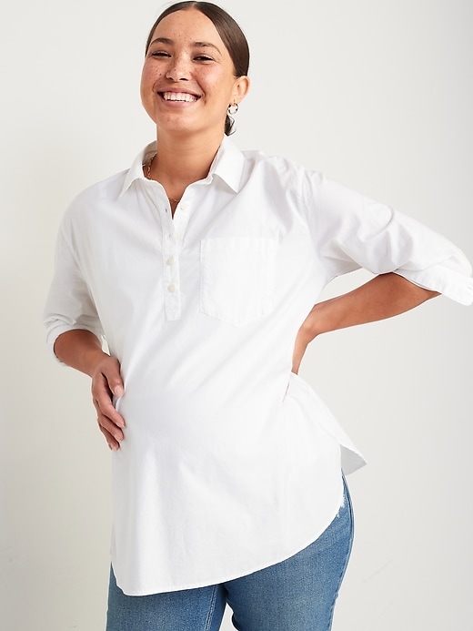 Image number 1 showing, Maternity Boyfriend Popover Shirt