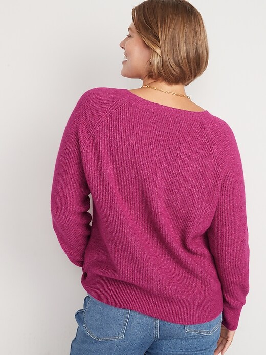 V-Neck Mélange Shaker-Stitch Cocoon Sweater | Old Navy