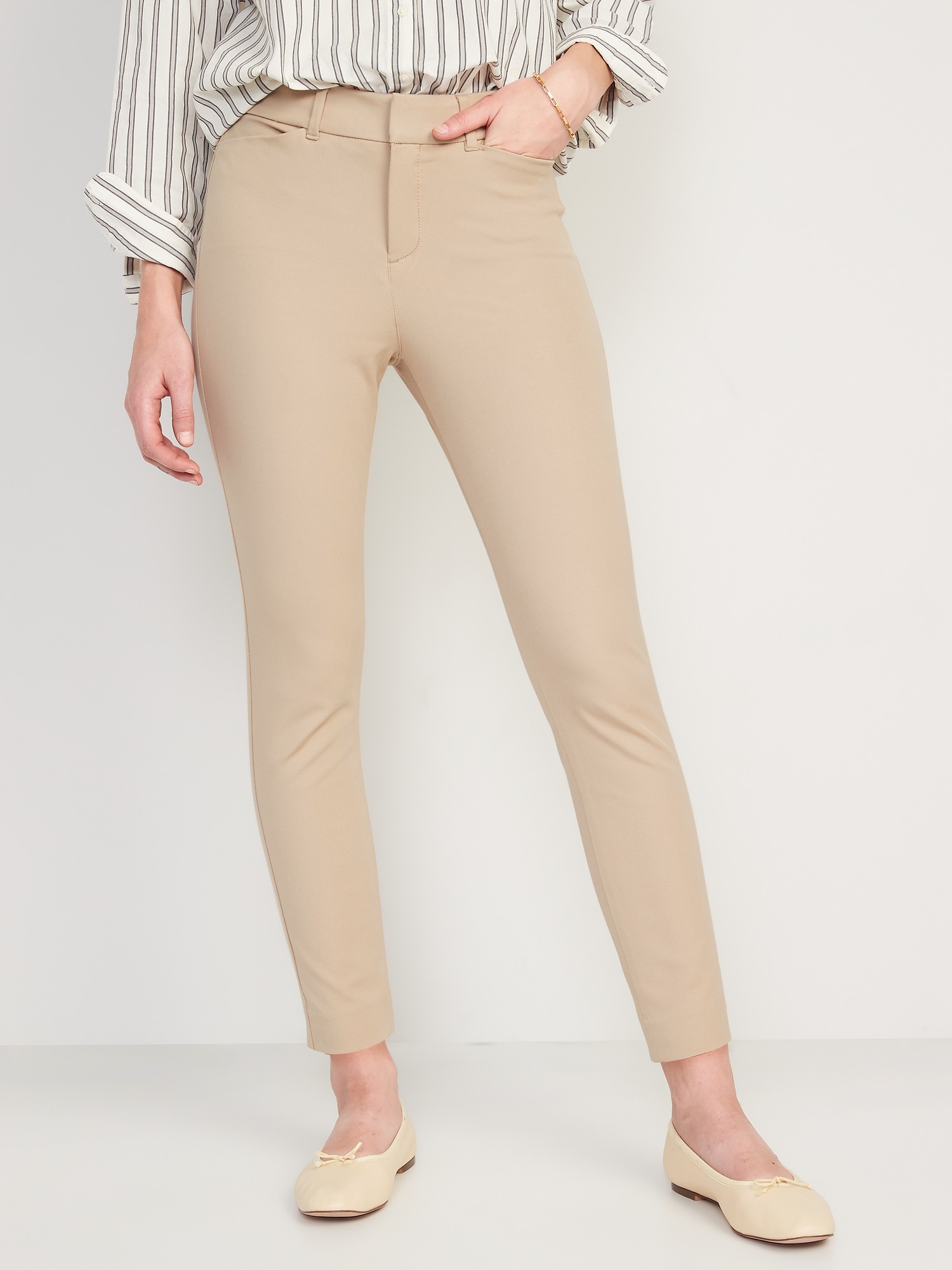 Express Columnist Ankle High Rise Pants Skinny Pull On Light Brown
