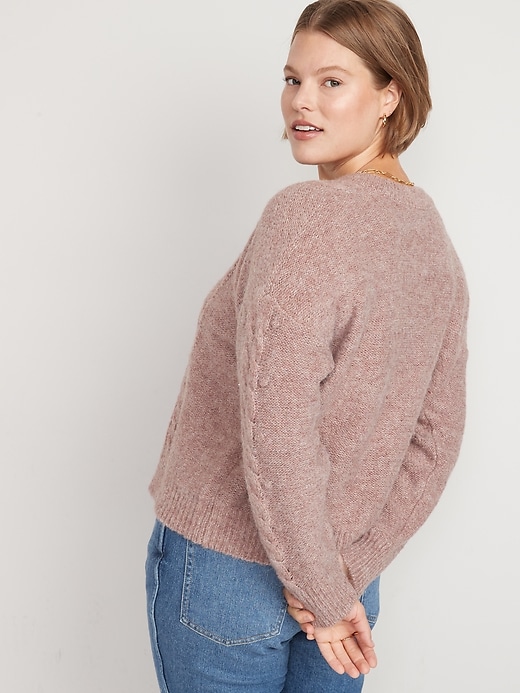 Image number 6 showing, Heathered Cable-Knit Sweater for Women