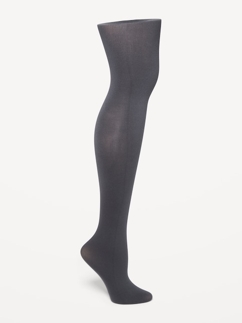 Solid Control-Top Tights for Women - Black