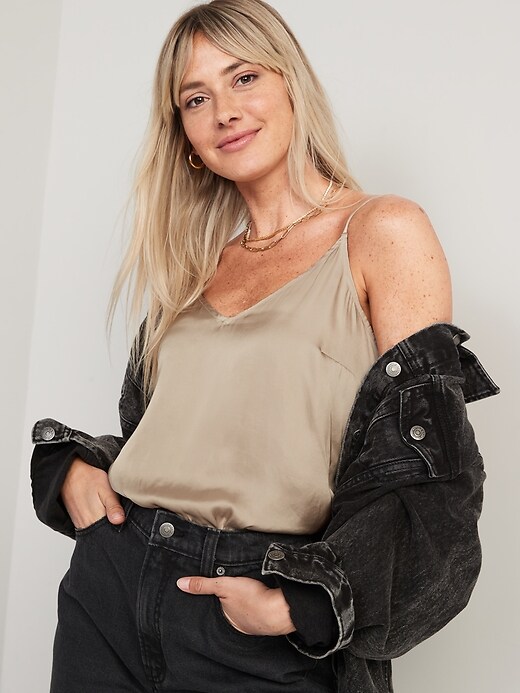 Image number 3 showing, V-Neck Satin Cami Top