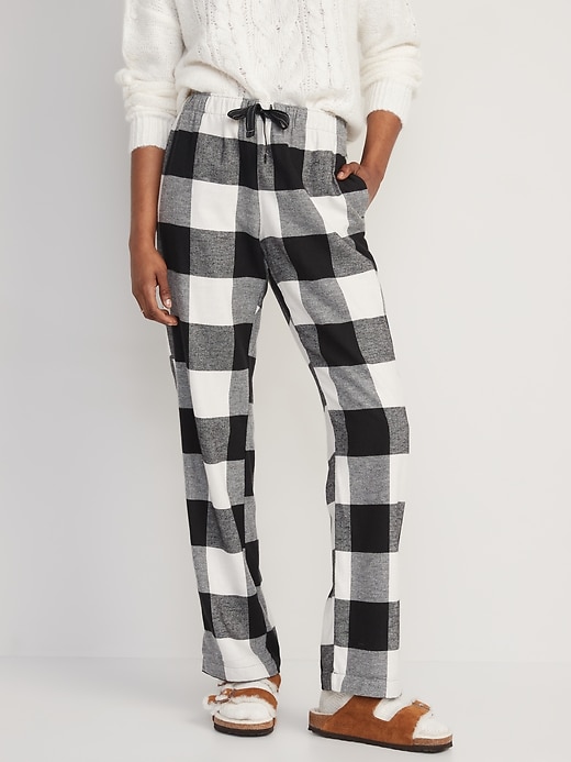 Image number 1 showing, Mid-Rise Flannel Pajama Pants for Women