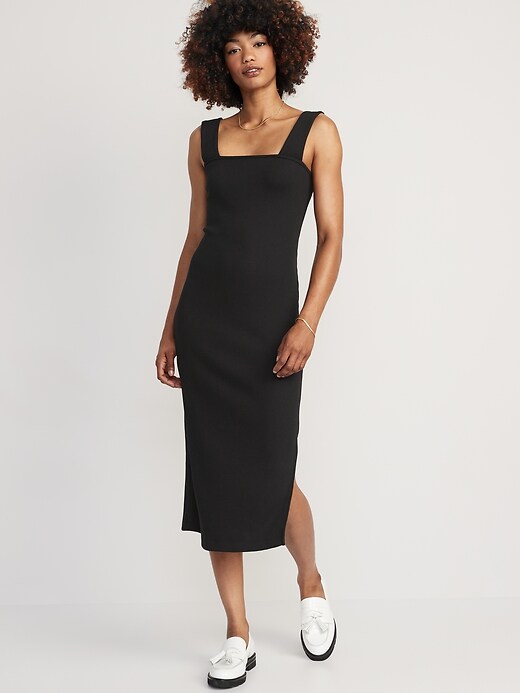 Image number 1 showing, Fitted Sleeveless Rib-Knit Midi Dress for Women