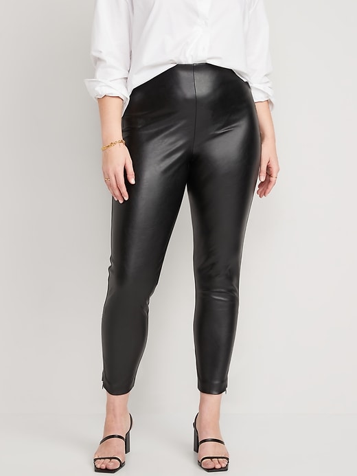 Image number 5 showing, Extra High-Waisted Faux-Leather Zip Ankle Leggings for Women