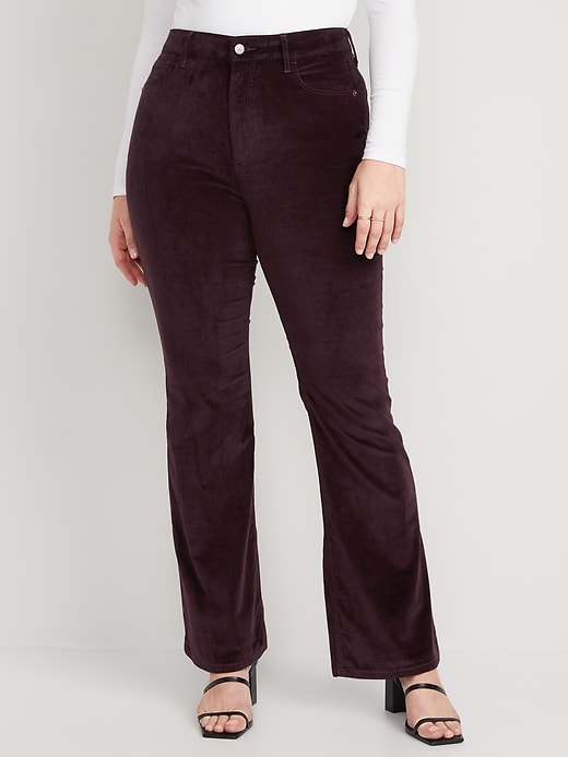 Image number 5 showing, Higher High-Waisted Velvet Flare Pants for Women