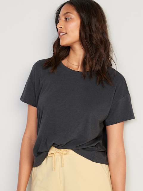 T-shirt de détente court Sunday Sleep pour Femme - Noir