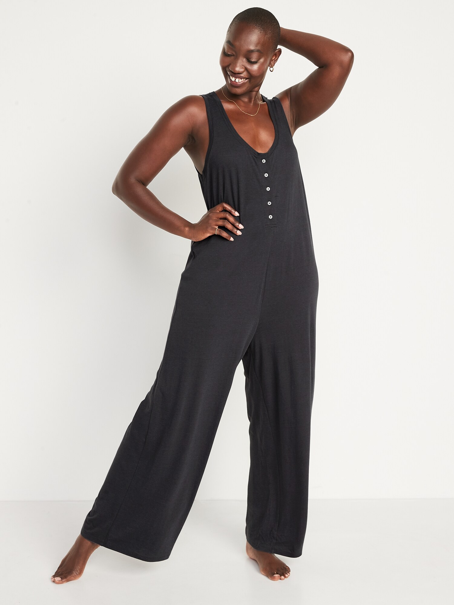 wide leg lounge jumpsuit