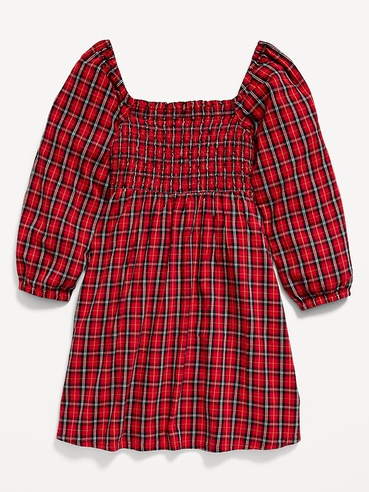 Long Sleeve Smocked Plaid Fit Flare Dress for Girls Old Navy