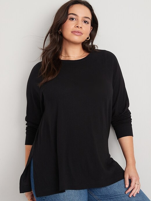 Long-Sleeve Loose Tunic T-Shirt for Women