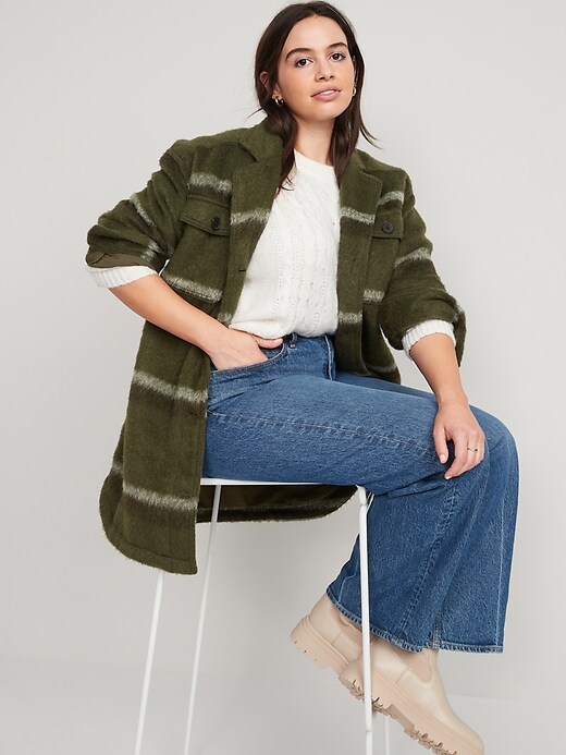 Printed Flannel Long Utility Shacket for Women | Old Navy