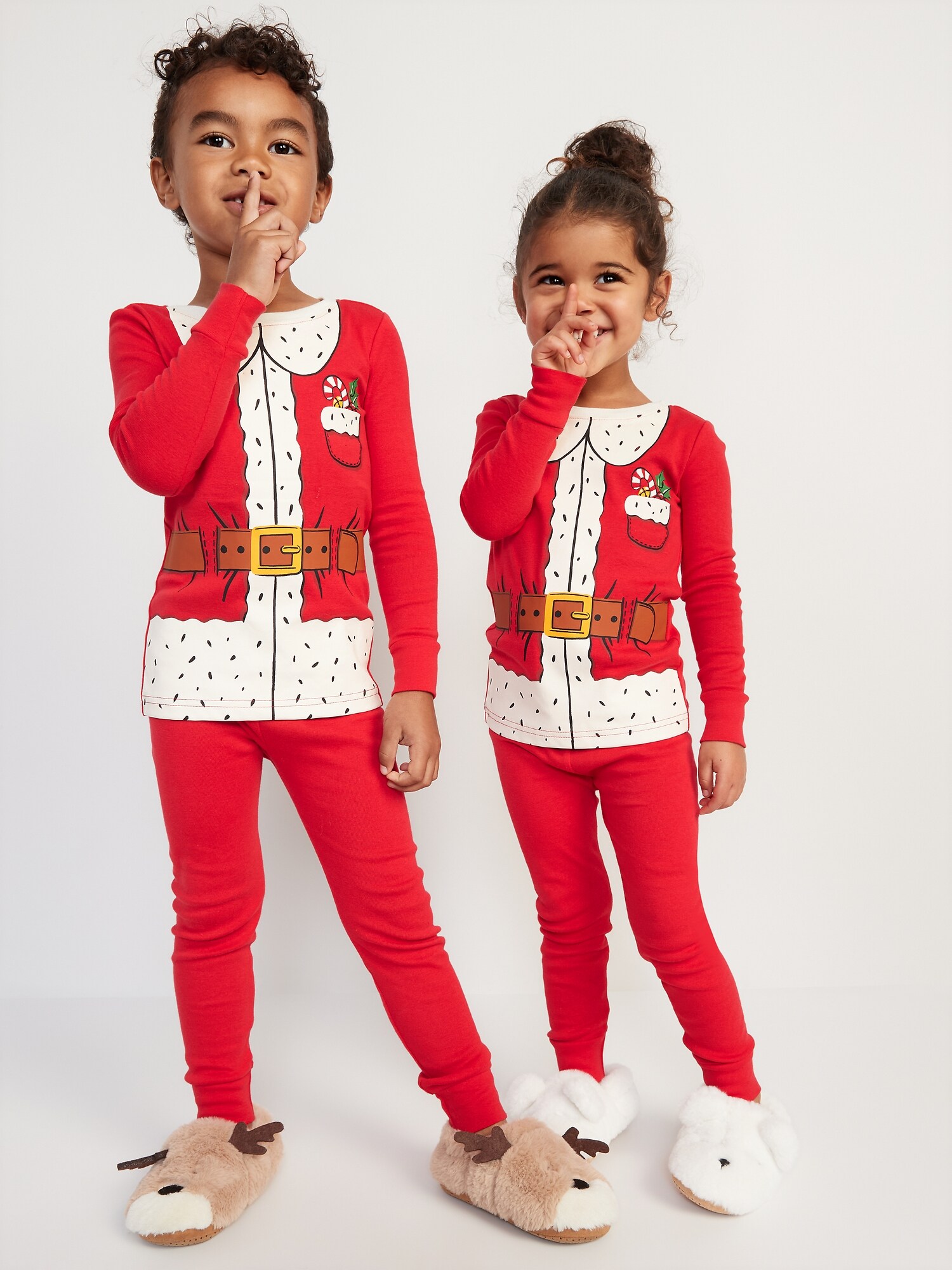 Gender-Neutral Matching Santa Claus Snug-Fit Pajama Set For Kids