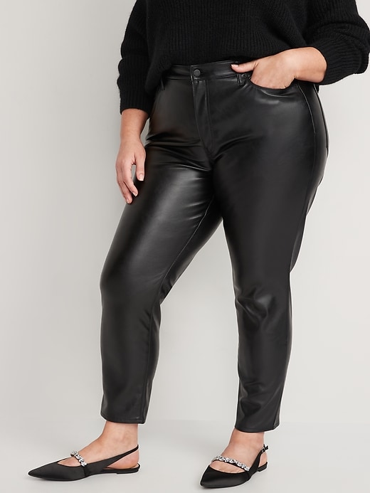 High-Waisted OG Straight Faux-Leather Ankle Pants for Women