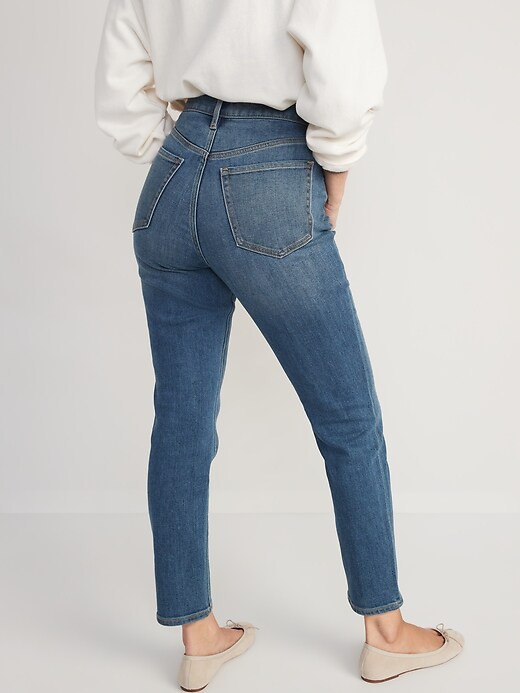 Image number 2 showing, High-Waisted OG Straight Medium-Wash Built-In Warm Ankle Jeans for Women