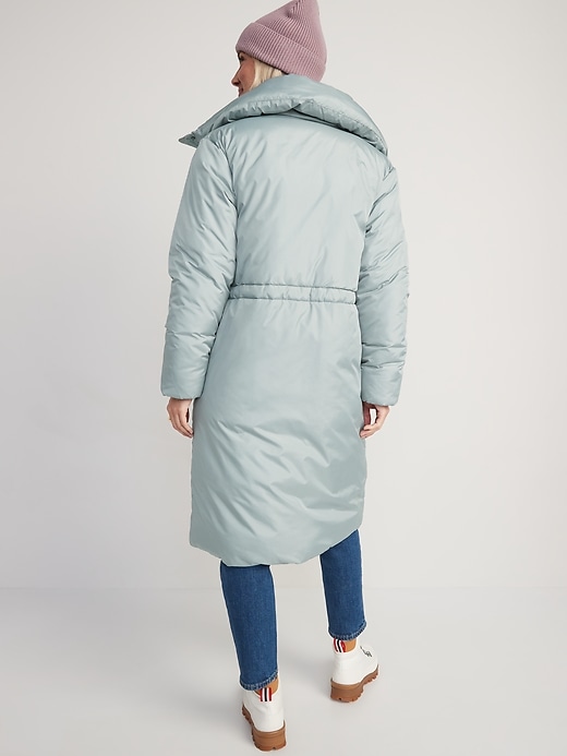 Image number 2 showing, Water-Resistant Long Duvet Puffer Coat for Women