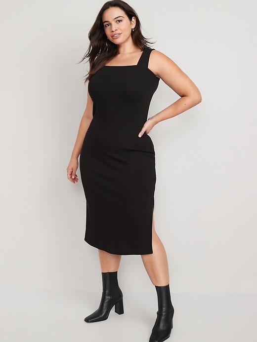 Image number 5 showing, Fitted Sleeveless Rib-Knit Midi Dress for Women