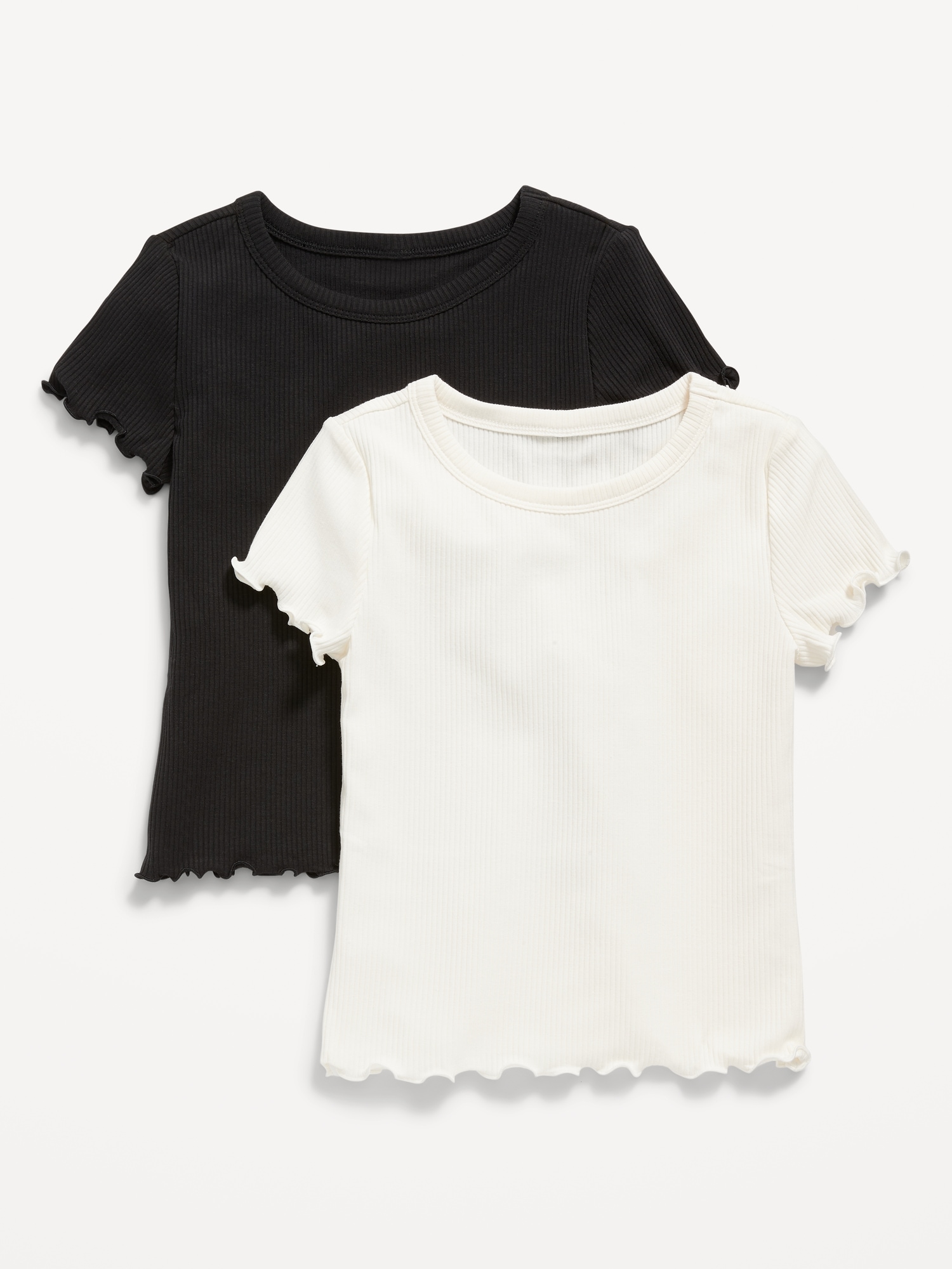 Rib-Knit Lettuce-Edge T-Shirt 2-Pack for Girls